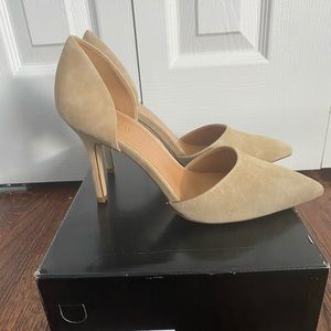 J. Crew d’orsay suede nude pumps